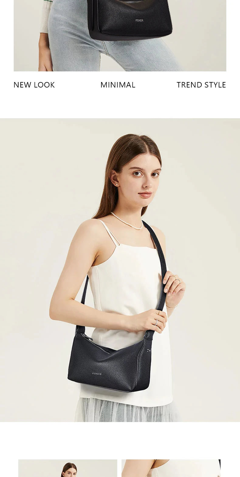 FOXER Casual Women Shoulder Underarm Bag 2025 New Summer Hobo Bag Female Crossbody Handbag Purse with Logo Pillow Bag as Gift